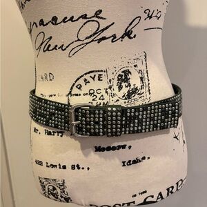 Studded Green Leather Belt